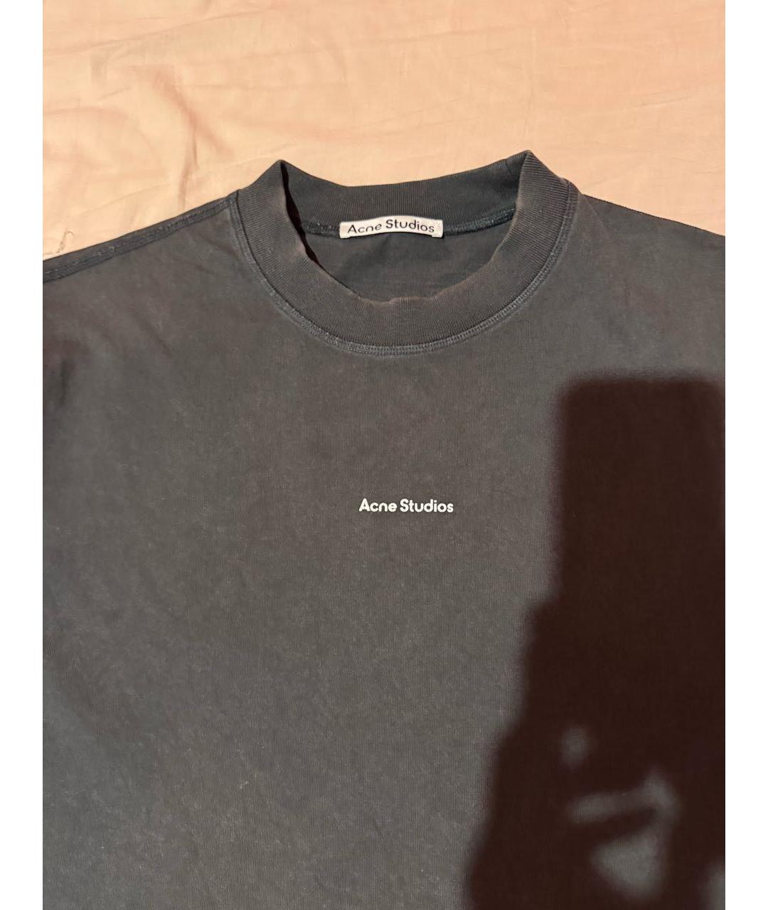ACNE STUDIOS Темно-синяя хлопковая футболка, фото 2