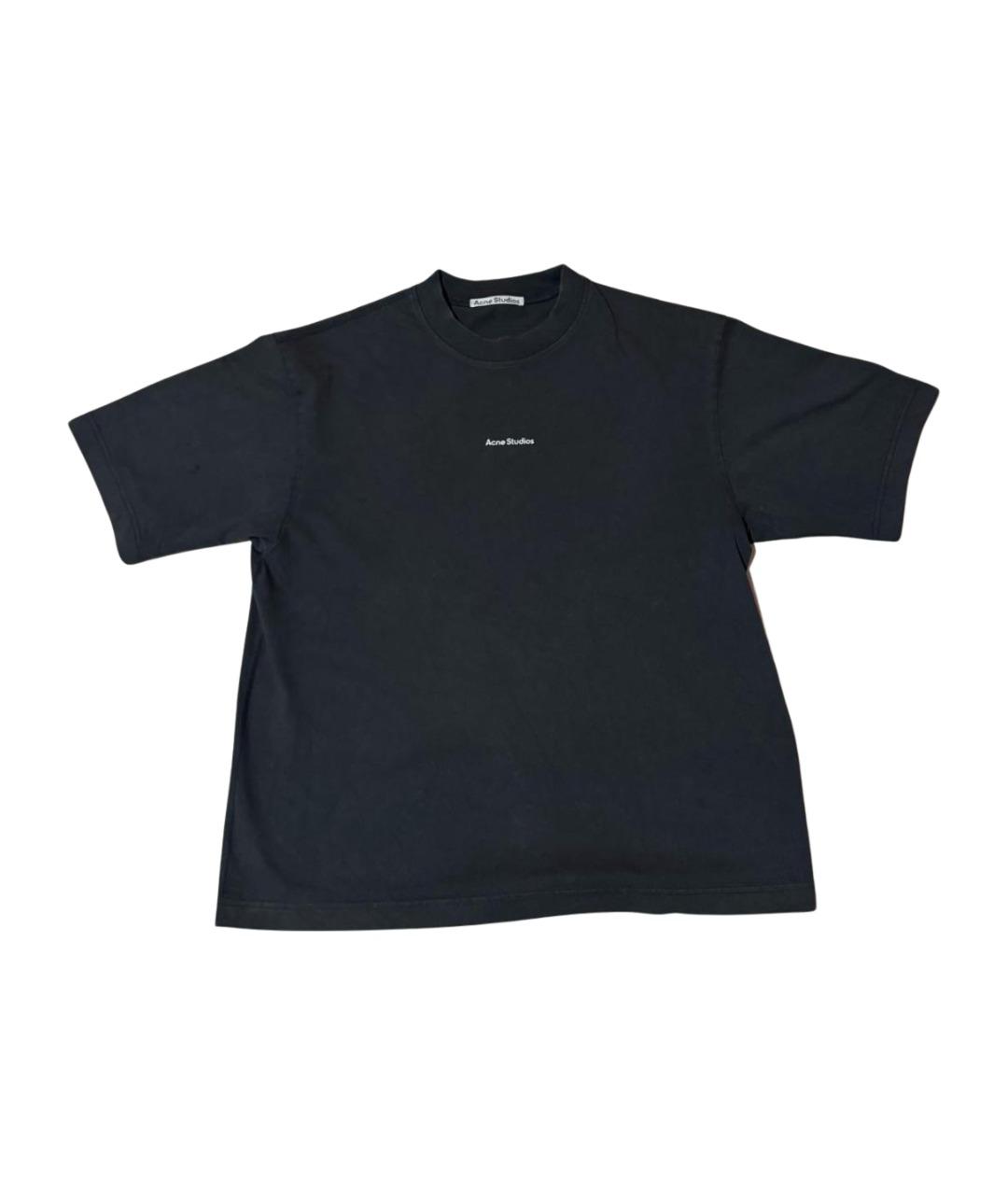 ACNE STUDIOS Темно-синяя хлопковая футболка, фото 1