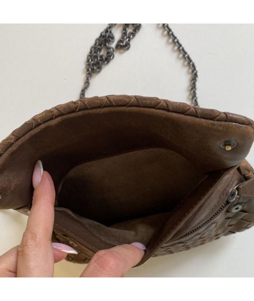 BOTTEGA VENETA Коричневая кожаная сумка через плечо, фото 6