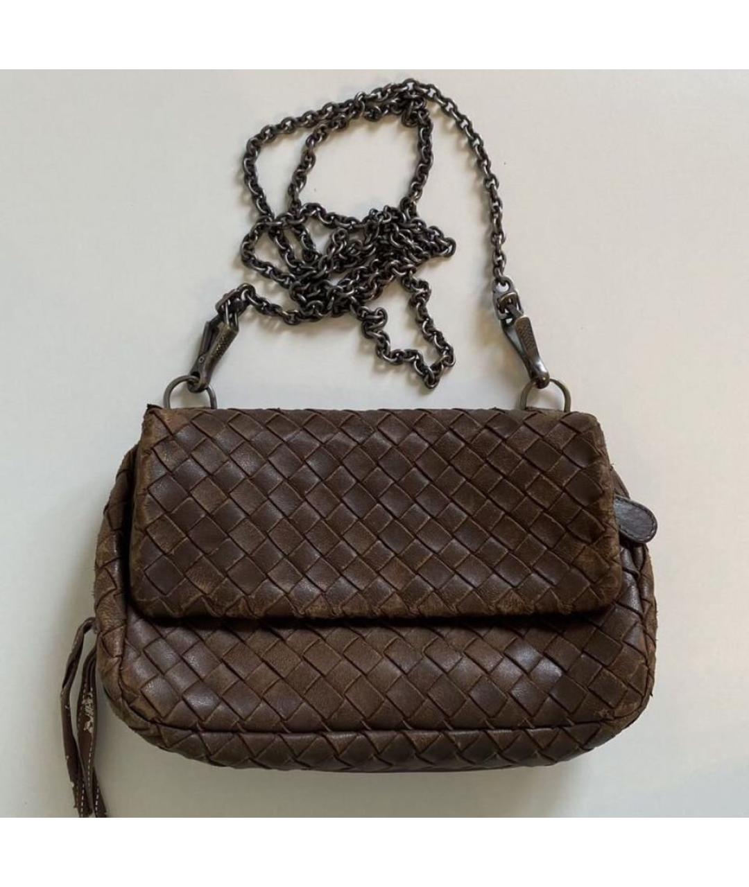 BOTTEGA VENETA Коричневая кожаная сумка через плечо, фото 9