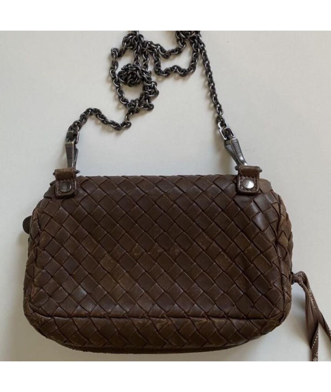 BOTTEGA VENETA Коричневая кожаная сумка через плечо, фото 2