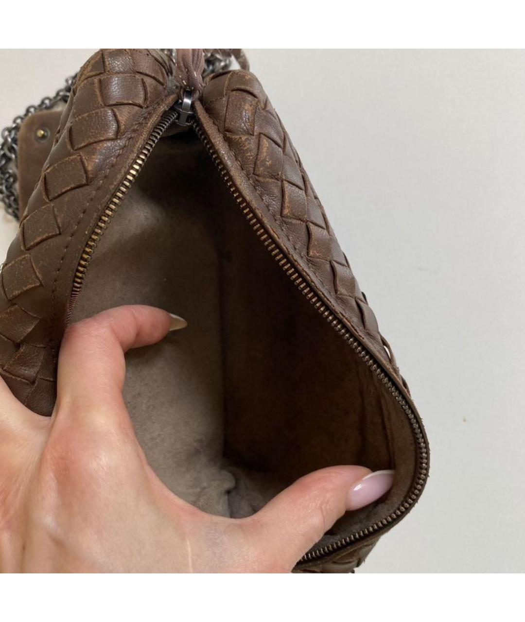 BOTTEGA VENETA Коричневая кожаная сумка через плечо, фото 5