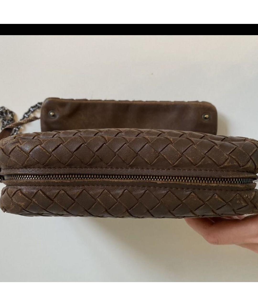 BOTTEGA VENETA Коричневая кожаная сумка через плечо, фото 4