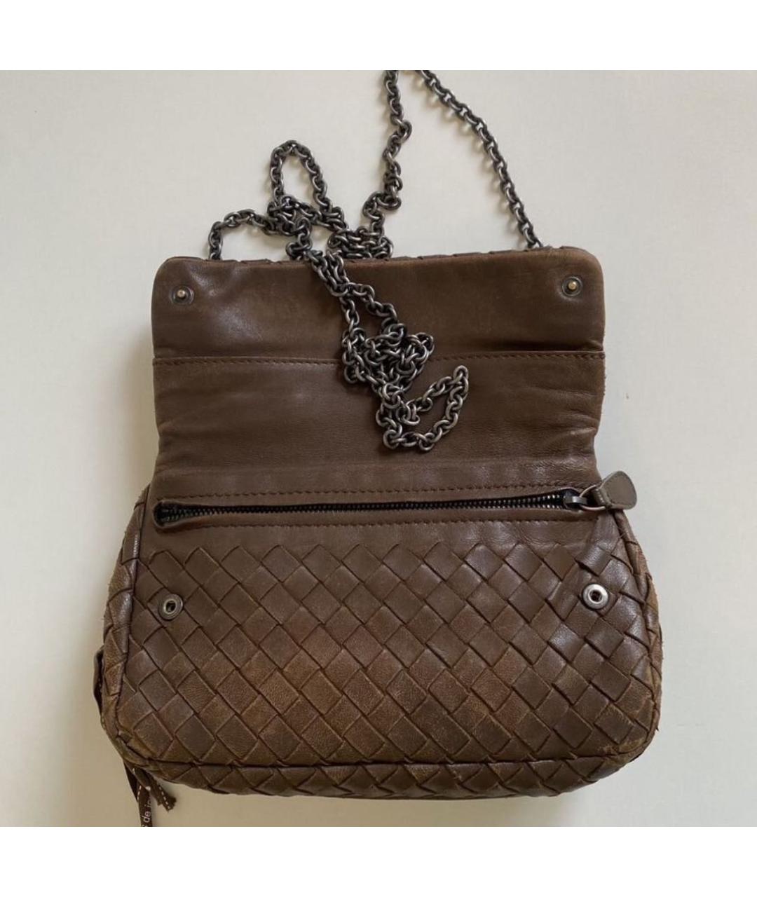 BOTTEGA VENETA Коричневая кожаная сумка через плечо, фото 3
