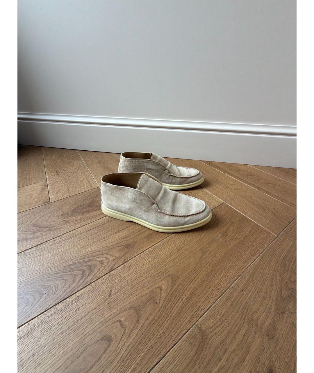 LORO PIANA Бежевые замшевые лоферы, фото 5