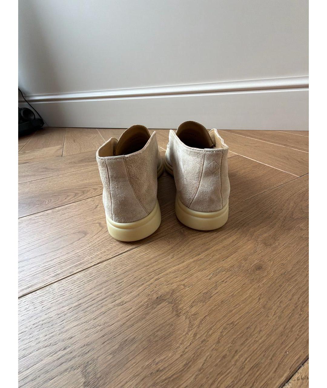 LORO PIANA Бежевые замшевые лоферы, фото 4