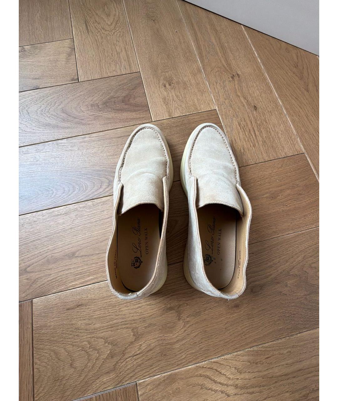 LORO PIANA Бежевые замшевые лоферы, фото 3