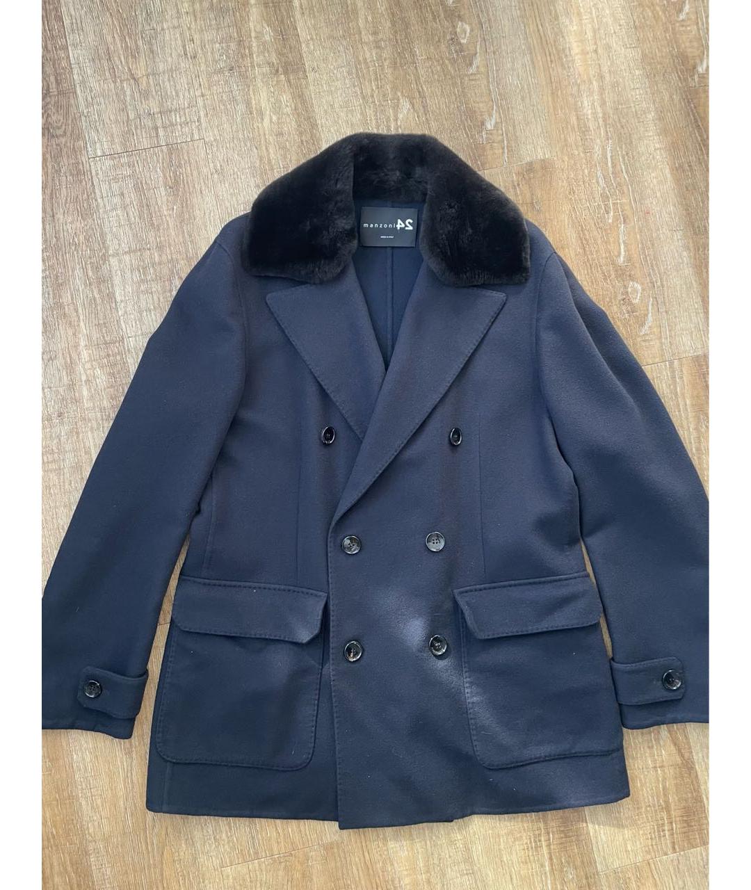 MANZONI 24 Темно-синее кашемировое пальто, фото 8