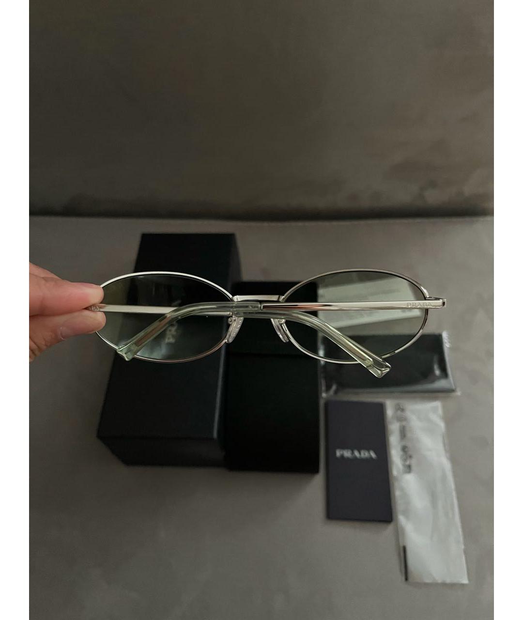 PRADA Серебряные металлические солнцезащитные очки, фото 7