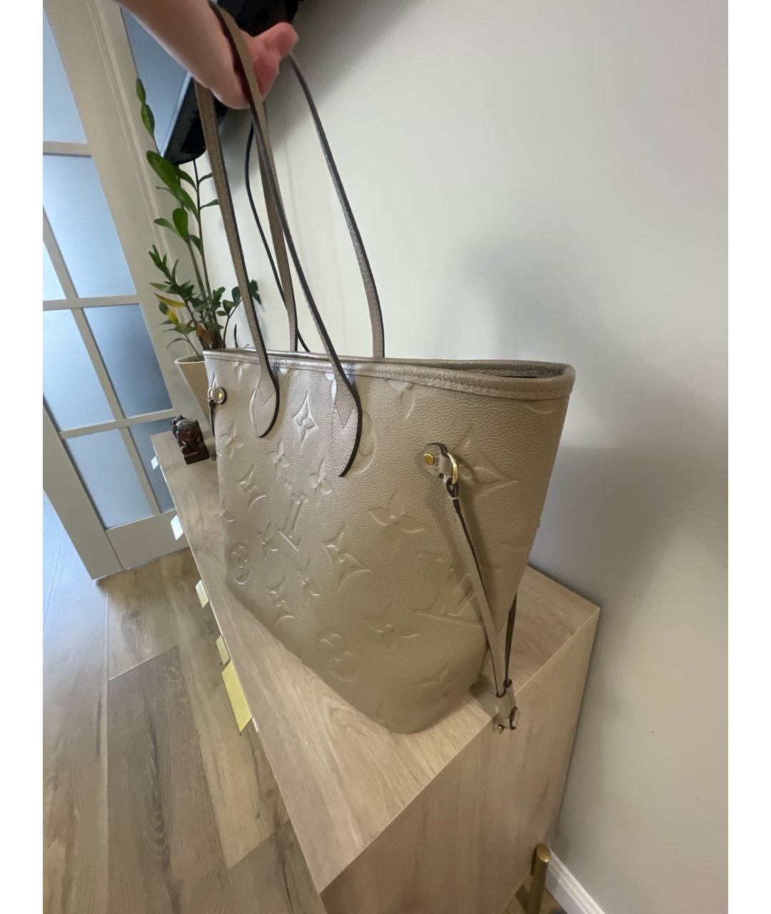 LOUIS VUITTON Бежевая кожаная сумка тоут, фото 3