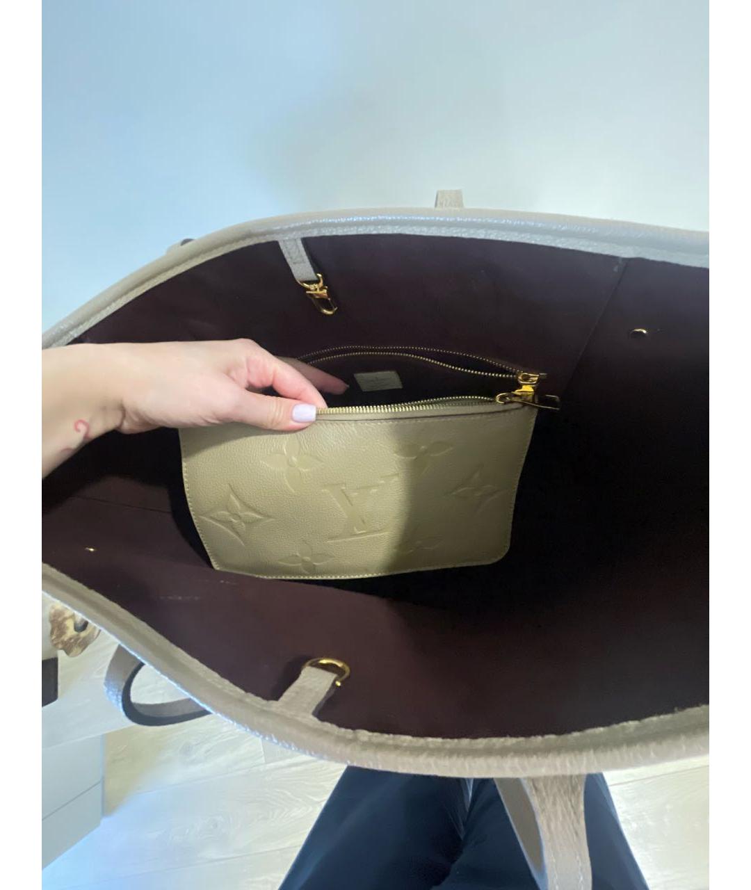 LOUIS VUITTON Бежевая кожаная сумка тоут, фото 5
