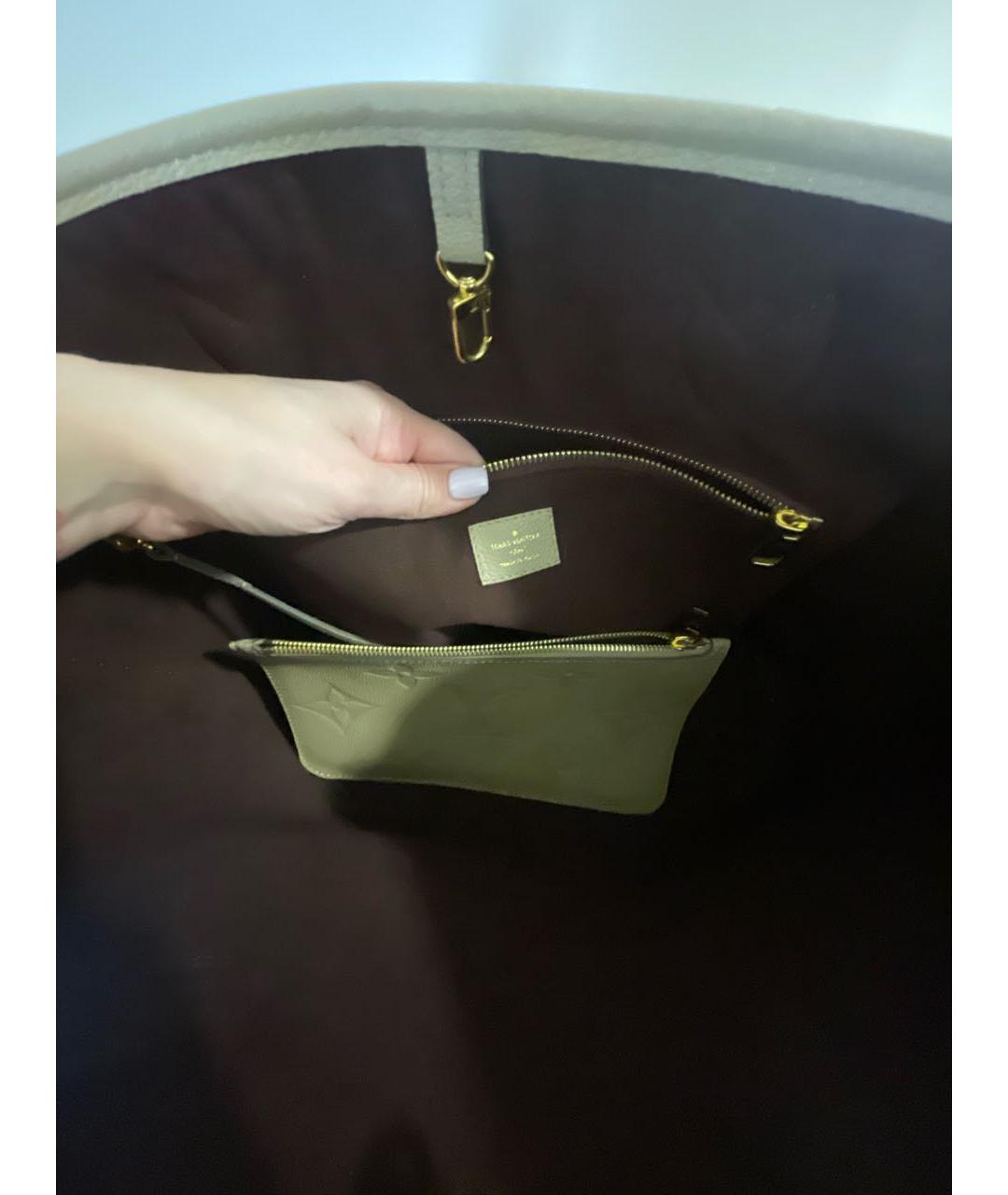 LOUIS VUITTON Бежевая кожаная сумка тоут, фото 6