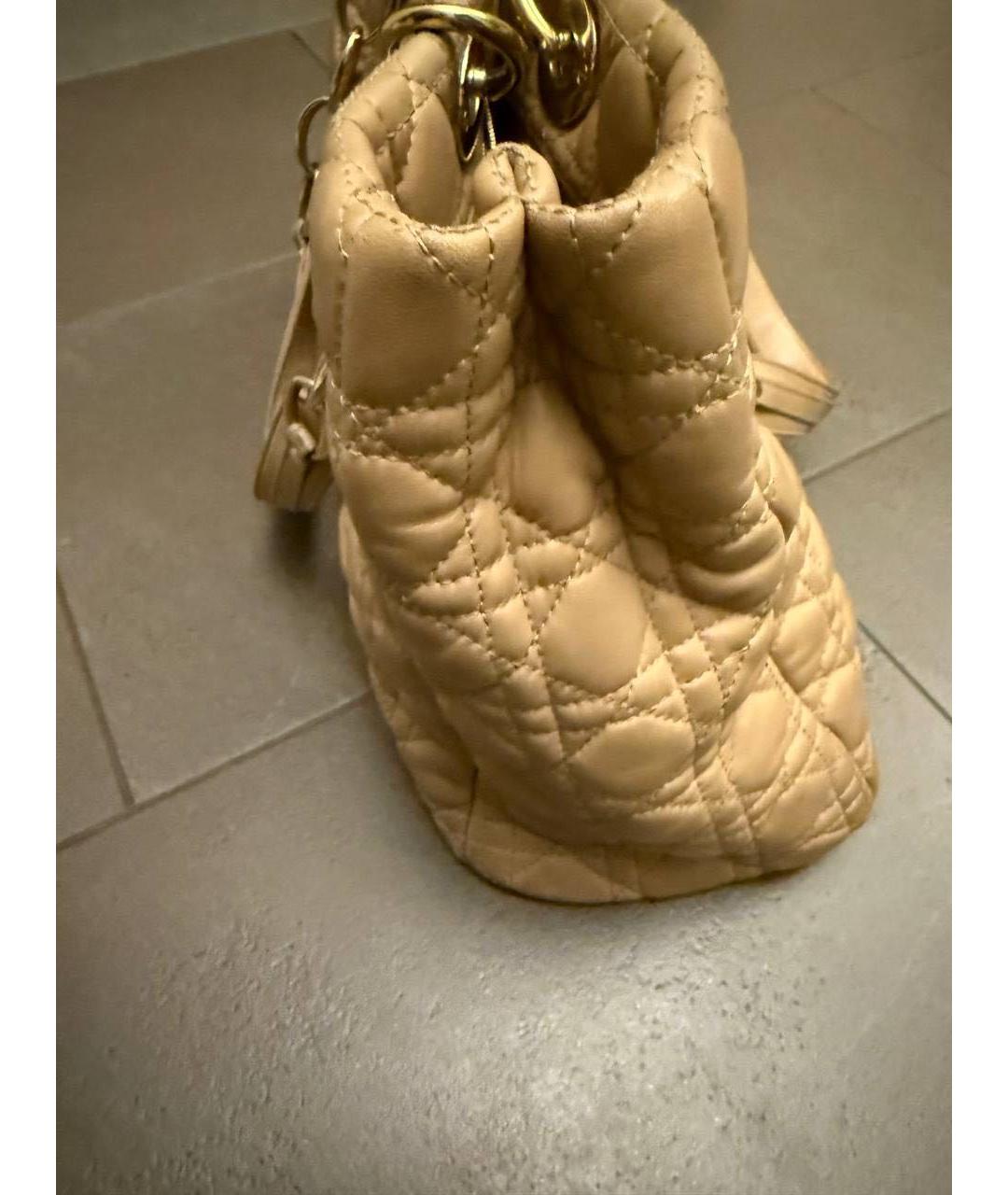 CHRISTIAN DIOR Бежевая кожаная сумка тоут, фото 7