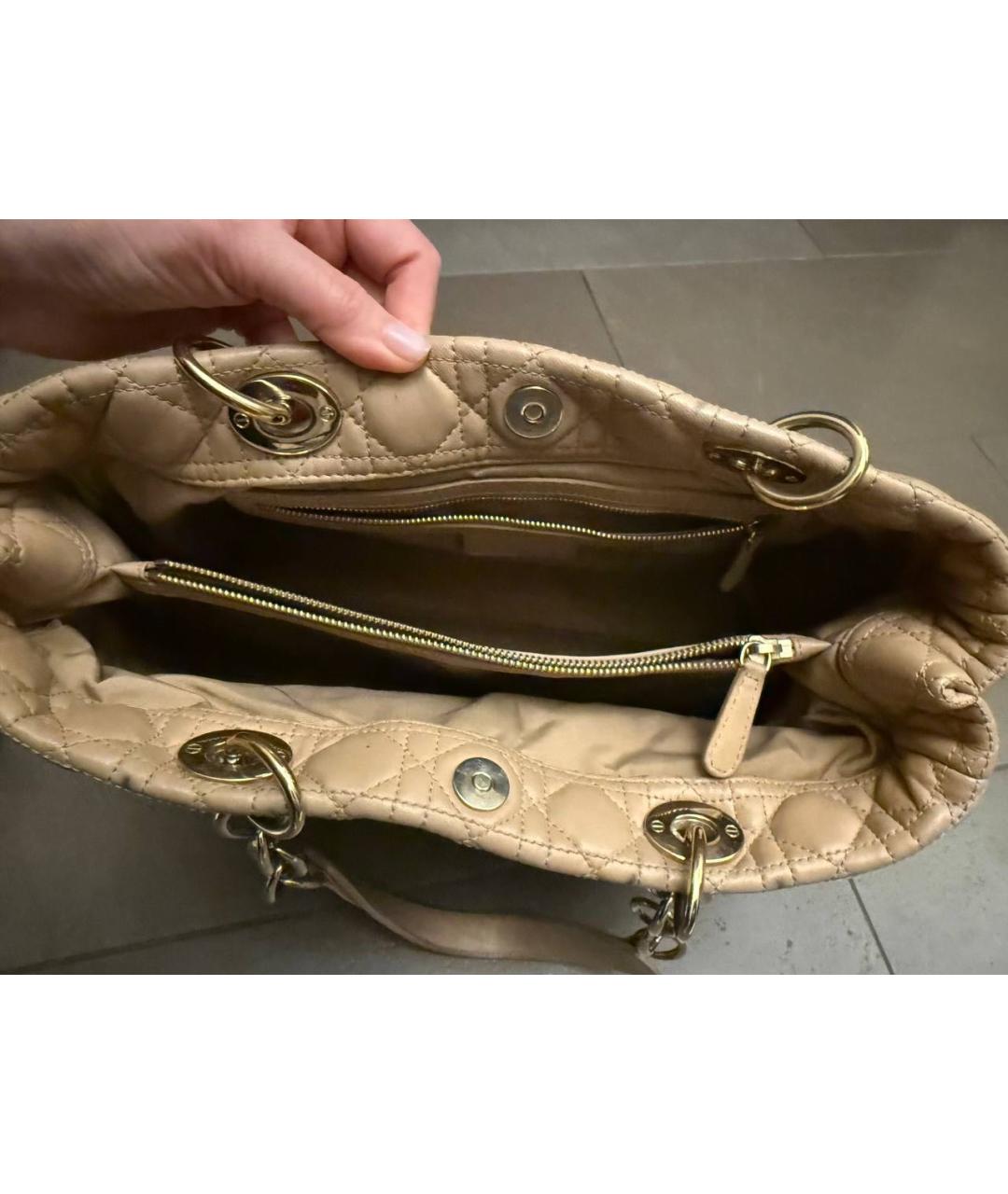 CHRISTIAN DIOR Бежевая кожаная сумка тоут, фото 4