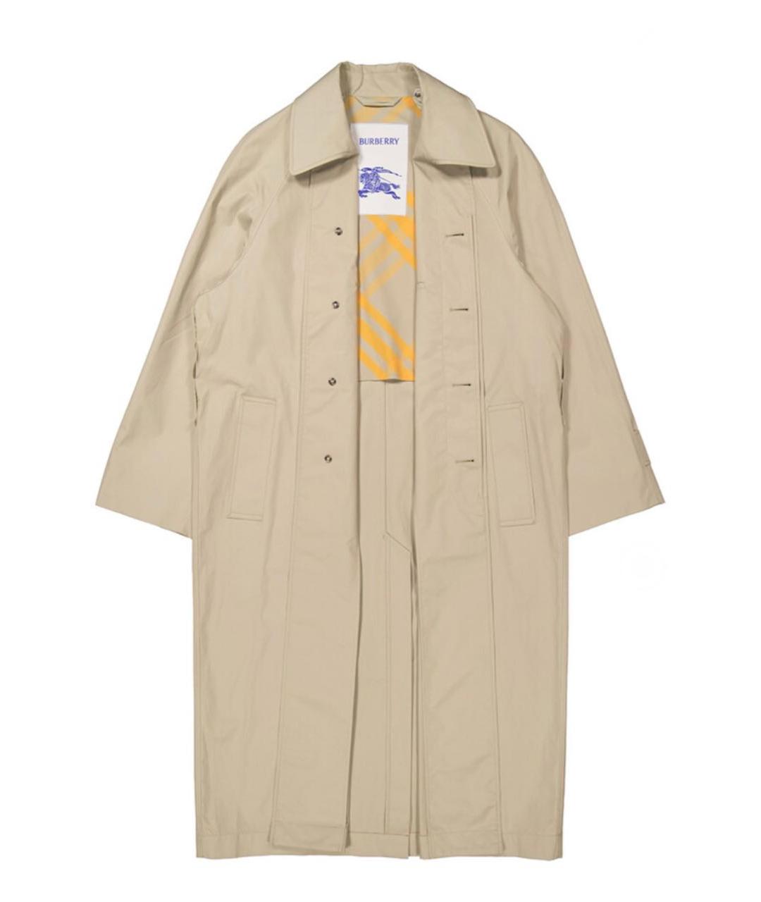 BURBERRY Бежевый хлопковый тренч / плащ, фото 3
