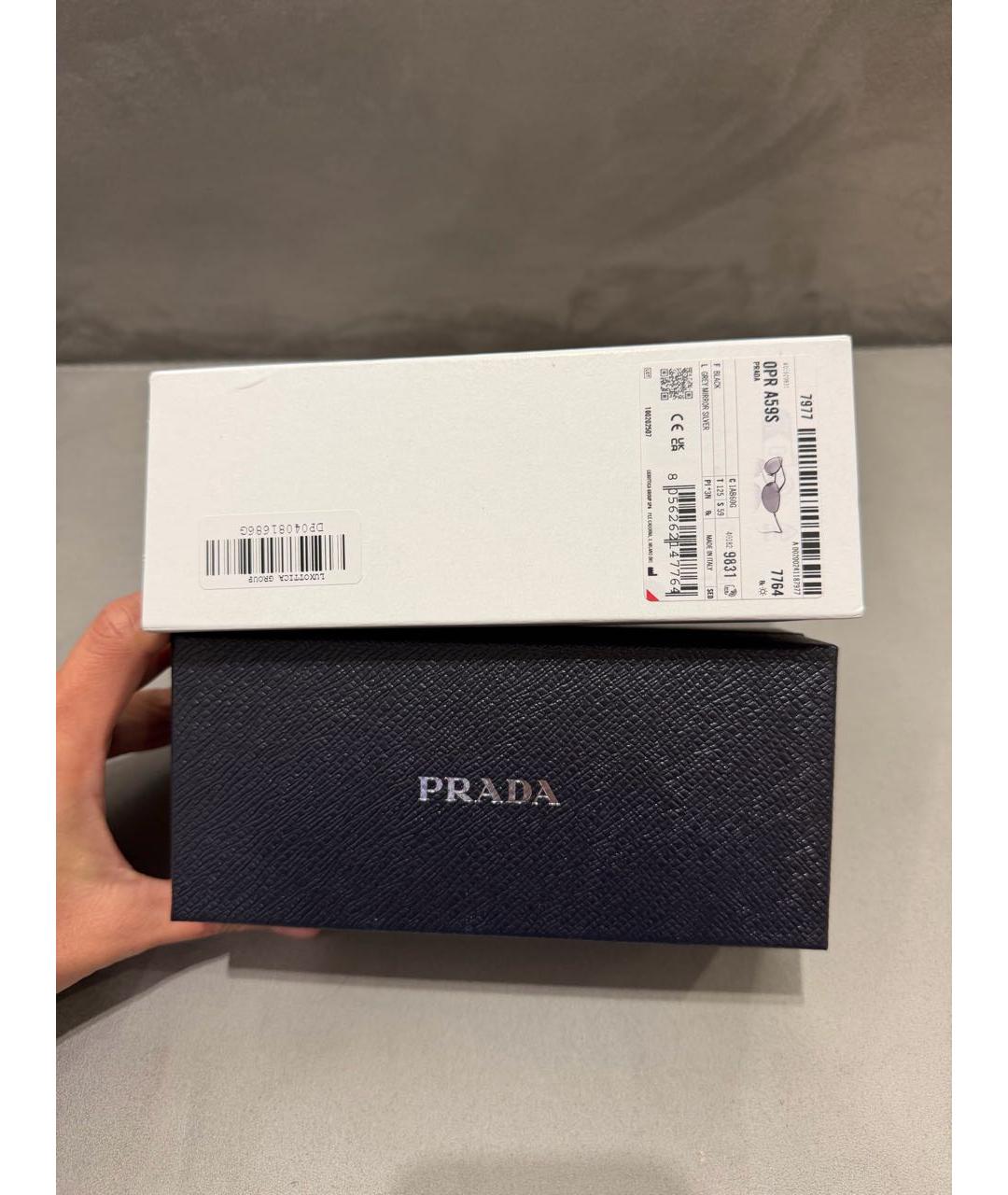 PRADA Черные металлические солнцезащитные очки, фото 2