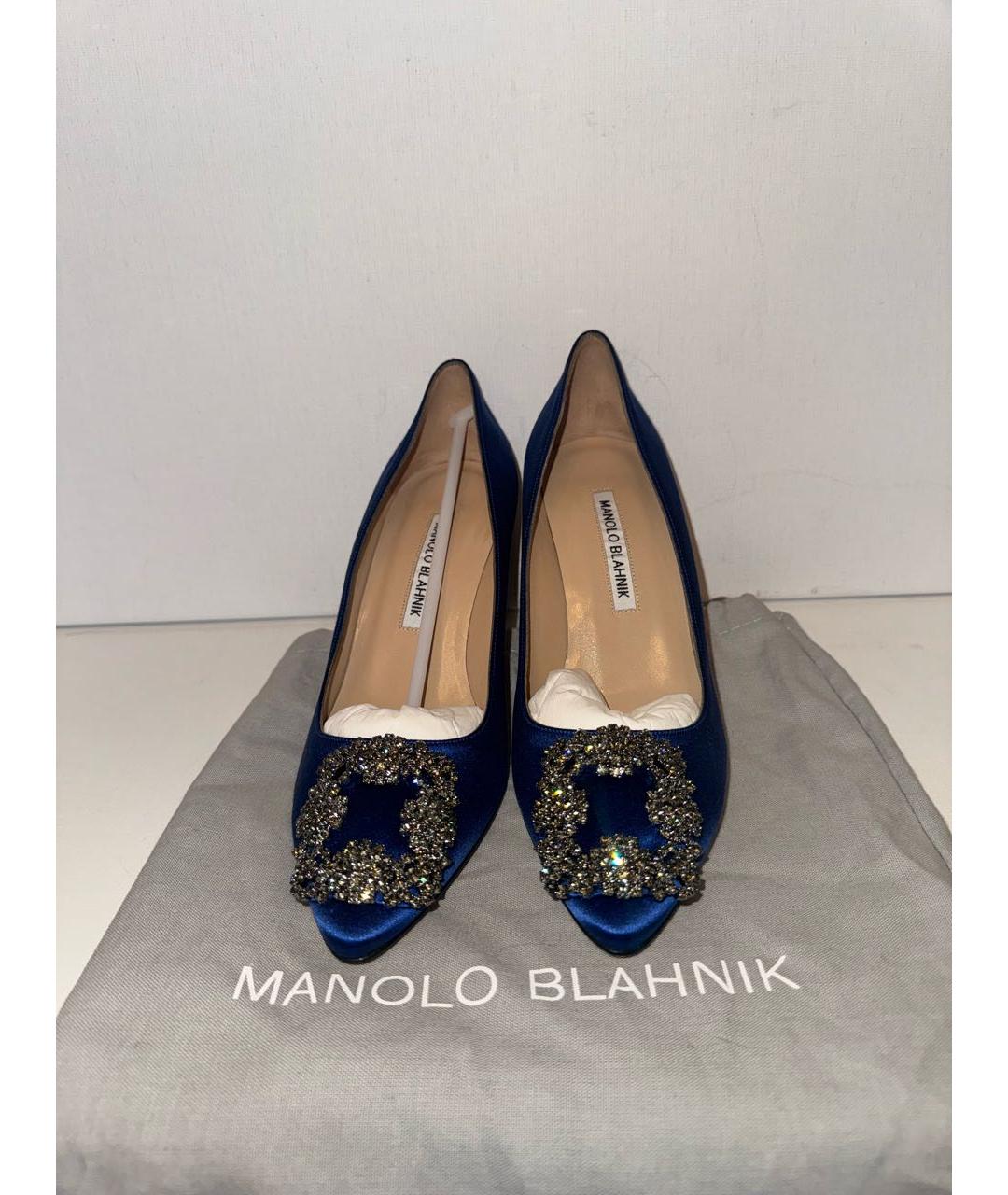 MANOLO BLAHNIK Синие кожаные туфли, фото 6