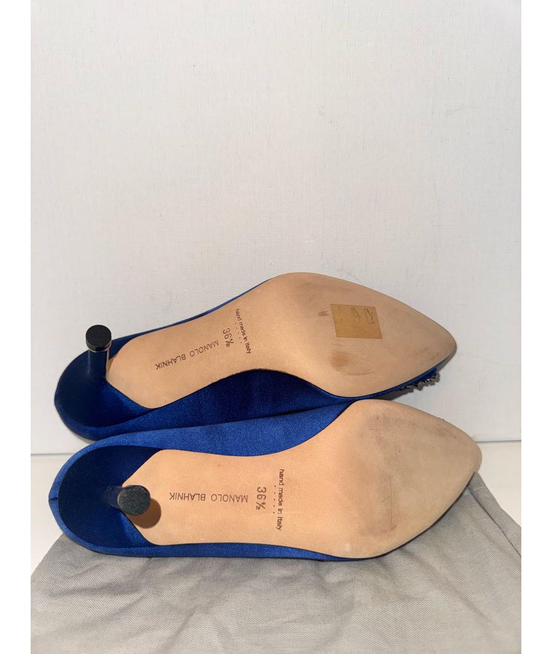 MANOLO BLAHNIK Синие кожаные туфли, фото 5