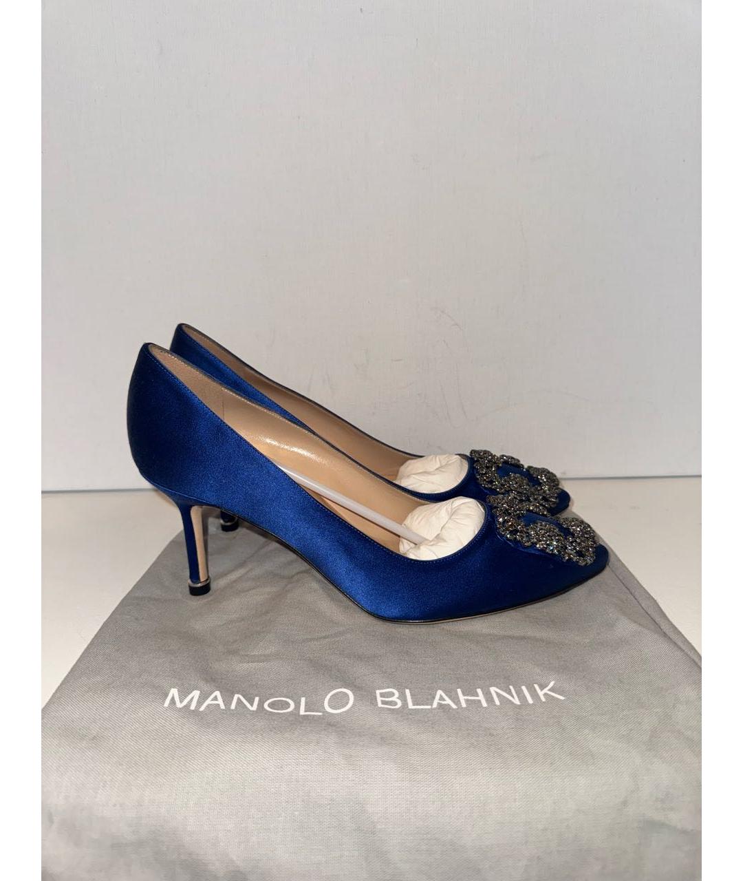 MANOLO BLAHNIK Синие кожаные туфли, фото 9