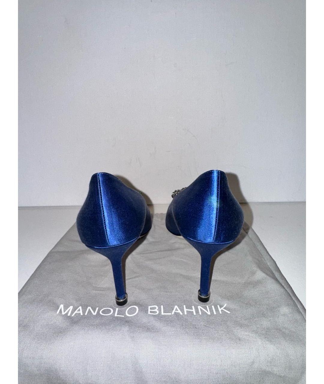 MANOLO BLAHNIK Синие кожаные туфли, фото 4