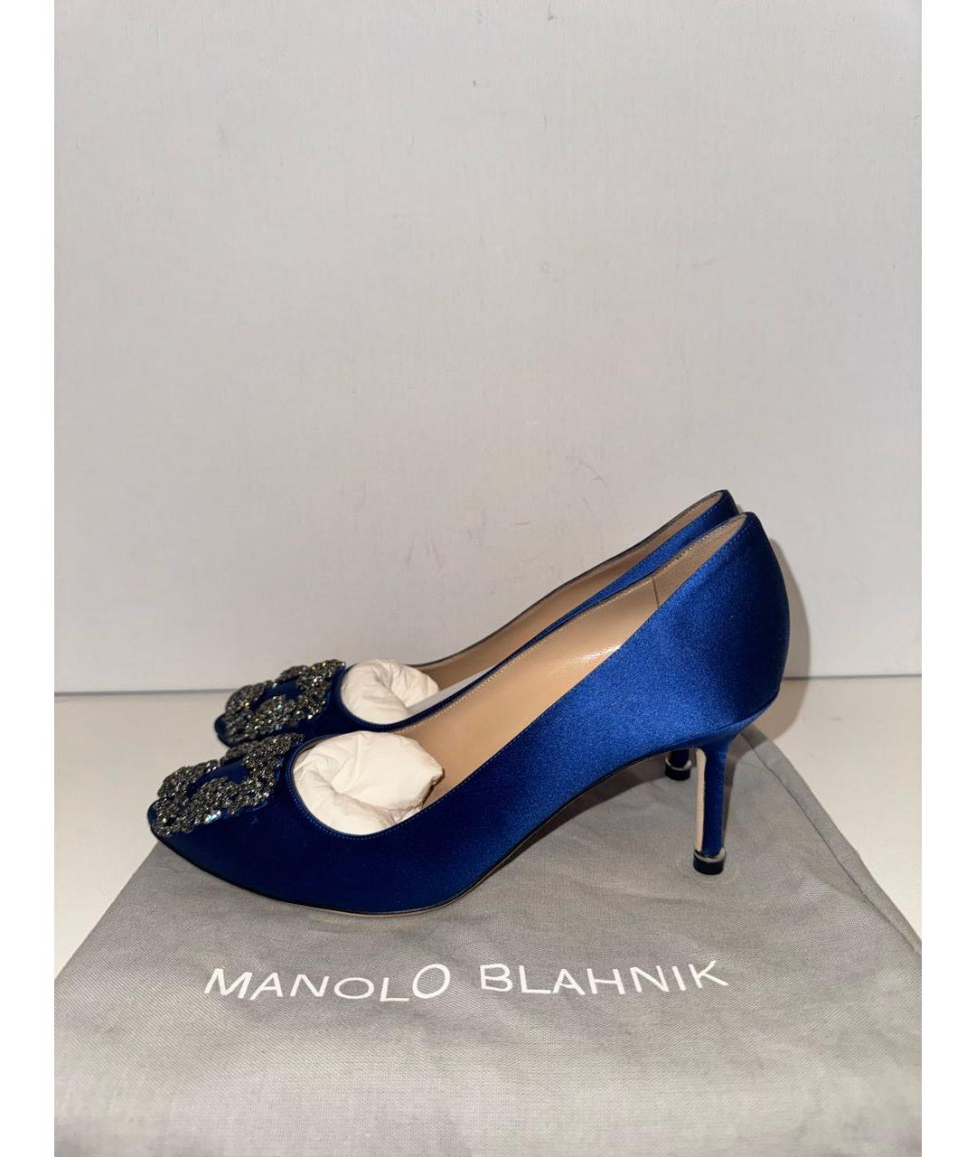 MANOLO BLAHNIK Синие кожаные туфли, фото 7