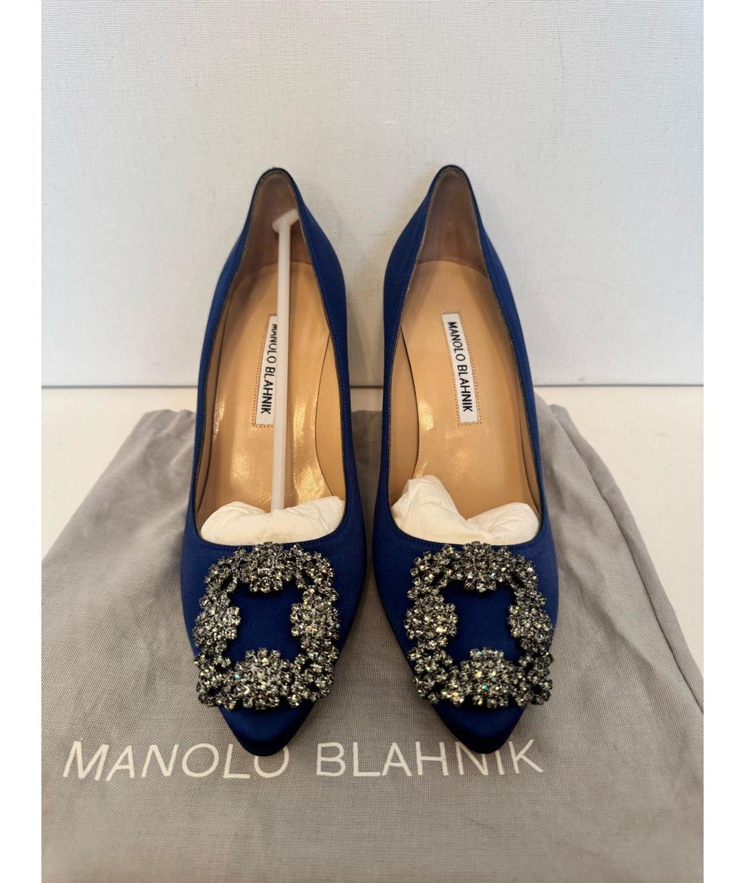 MANOLO BLAHNIK Синие кожаные туфли, фото 8