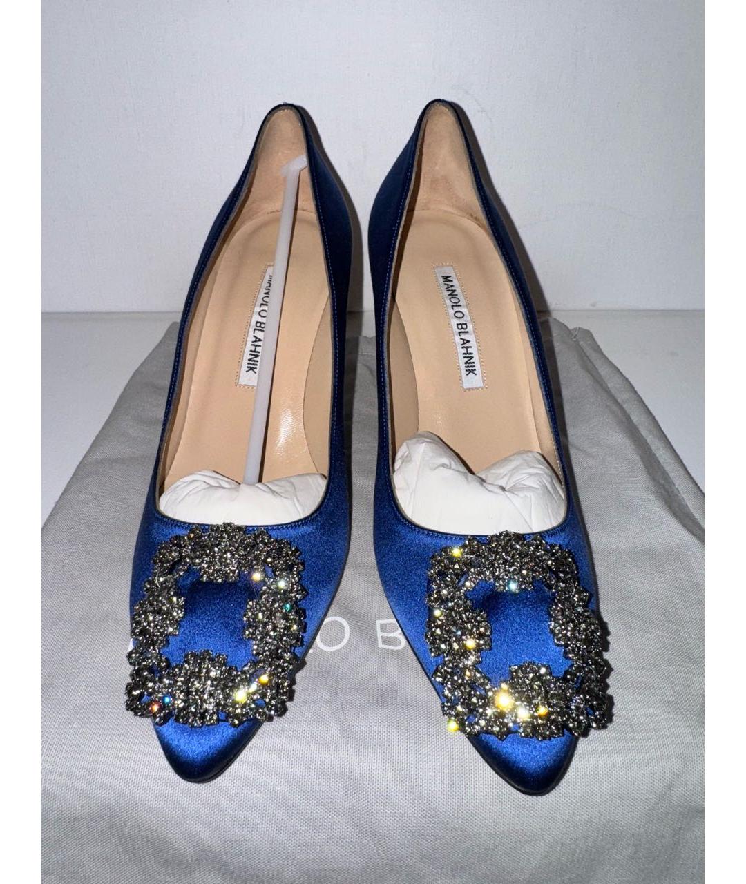 MANOLO BLAHNIK Синие кожаные туфли, фото 3