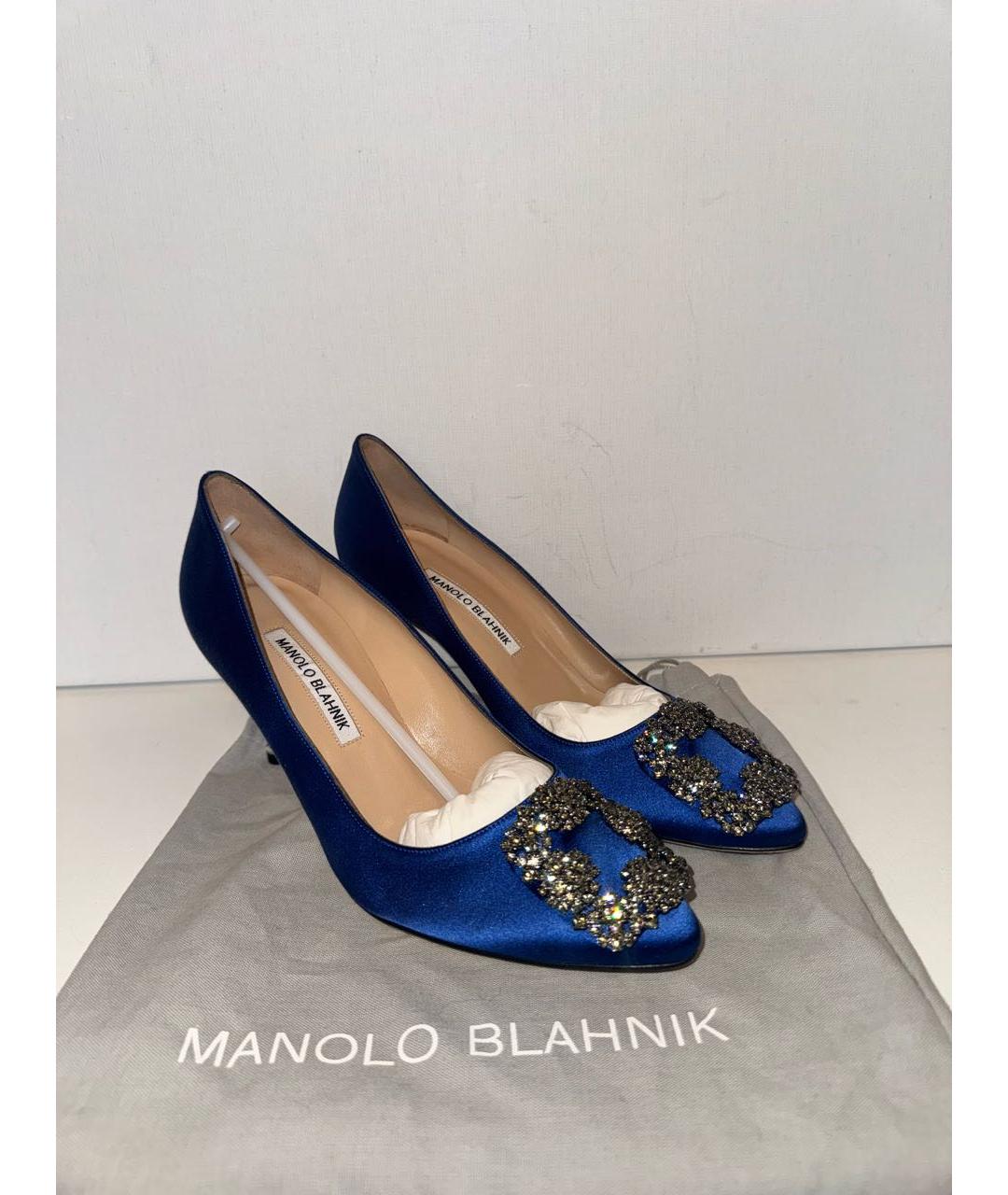 MANOLO BLAHNIK Синие кожаные туфли, фото 2