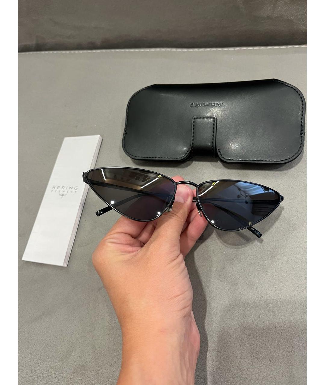 SAINT LAURENT Черные металлические солнцезащитные очки, фото 4