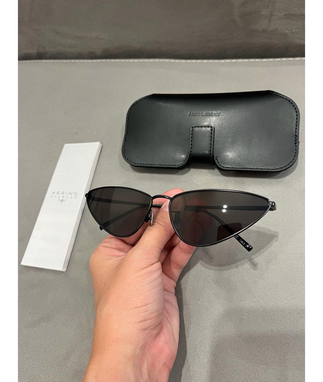 SAINT LAURENT Черные металлические солнцезащитные очки, фото 3