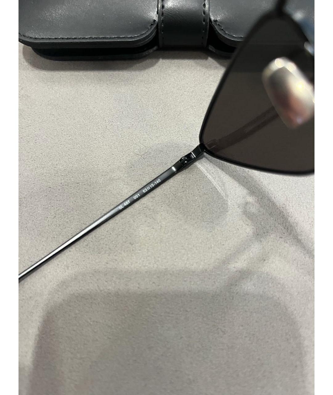 SAINT LAURENT Черные металлические солнцезащитные очки, фото 5