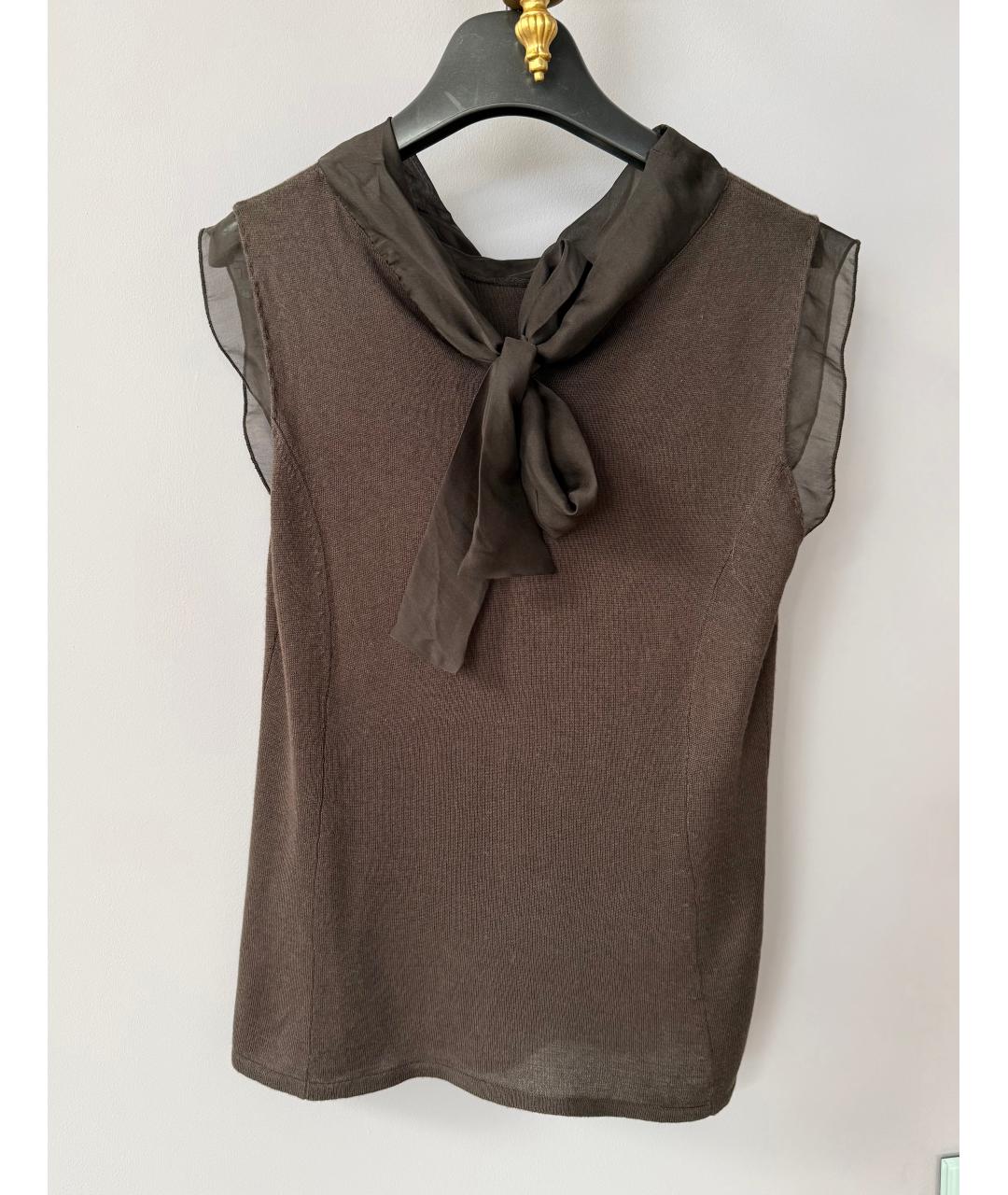 ALBERTA FERRETTI Коричневый кашемировый джемпер / свитер, фото 8