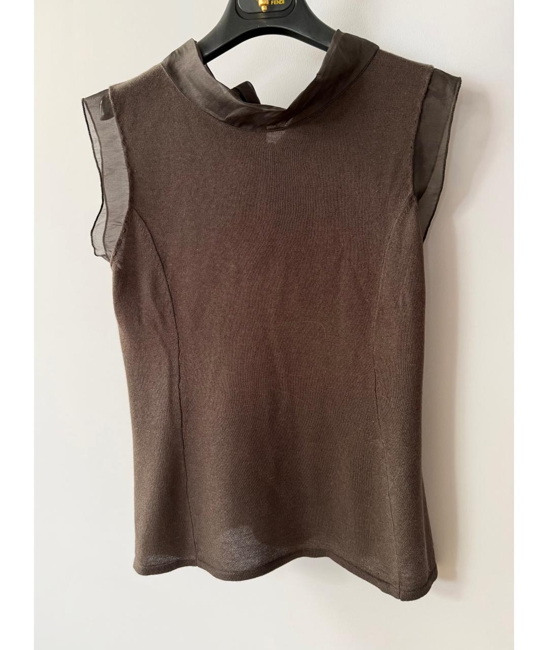 ALBERTA FERRETTI Коричневый кашемировый джемпер / свитер, фото 2