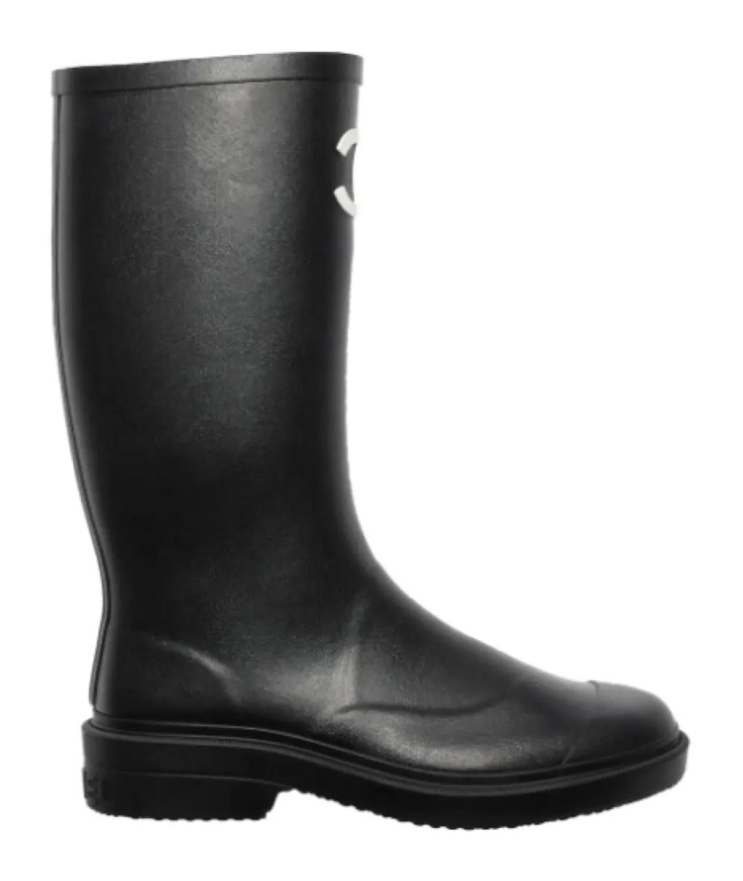 CHANEL Черные резиновые сапоги, фото 6