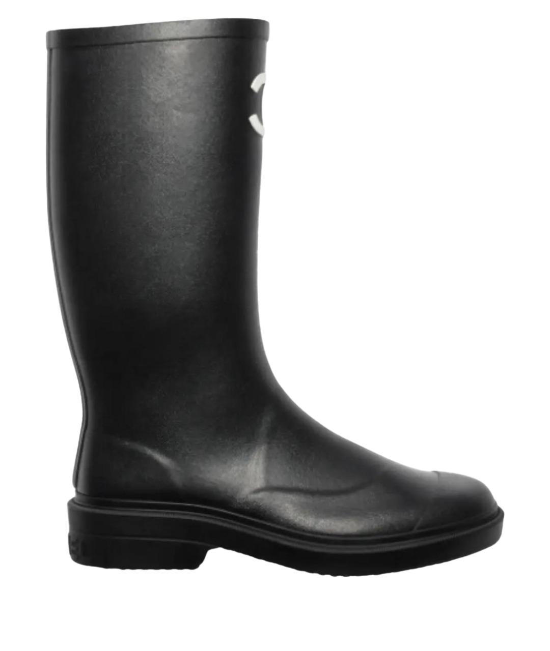 CHANEL Черные резиновые сапоги, фото 1
