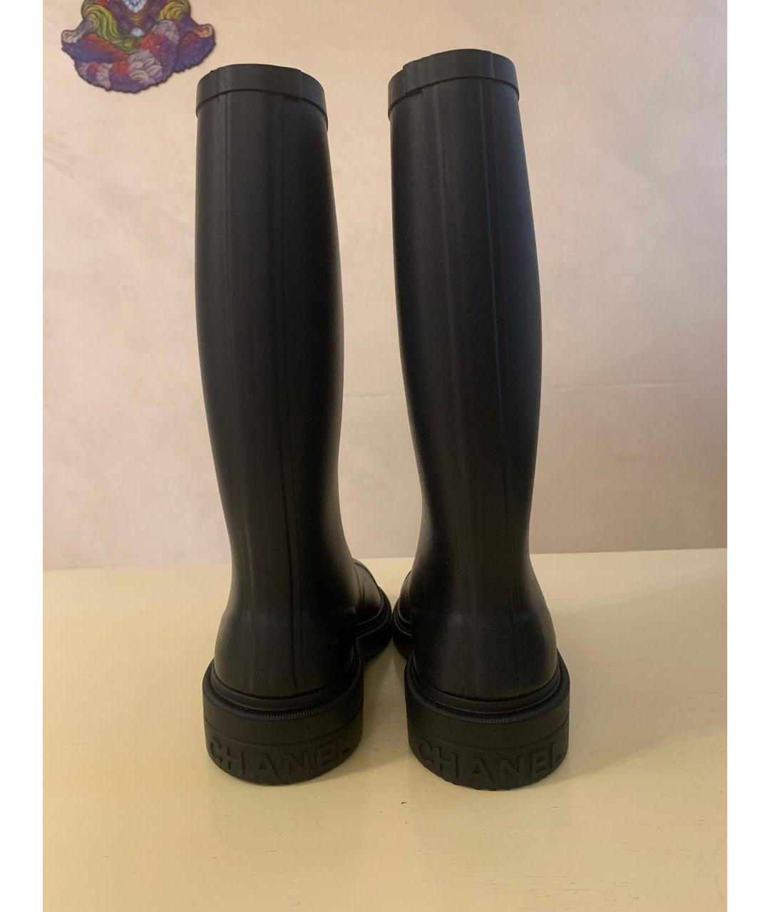CHANEL Черные резиновые сапоги, фото 5