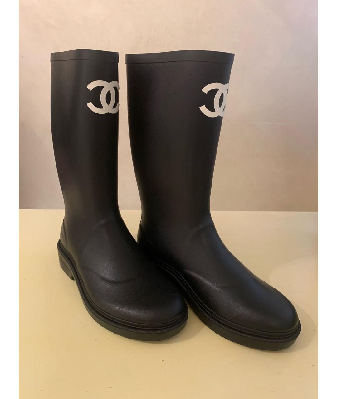 CHANEL Черные резиновые сапоги, фото 2