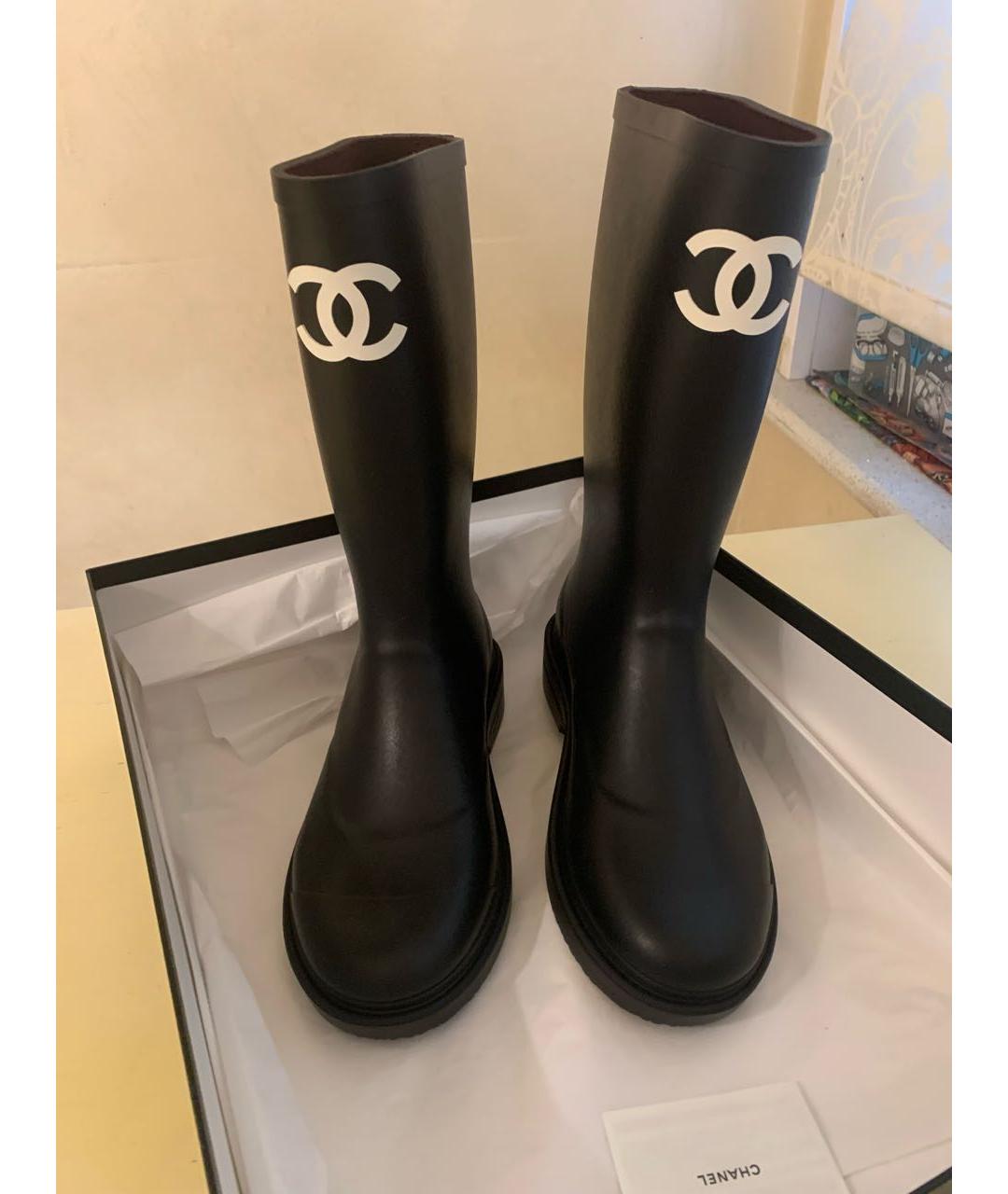 CHANEL Черные резиновые сапоги, фото 3