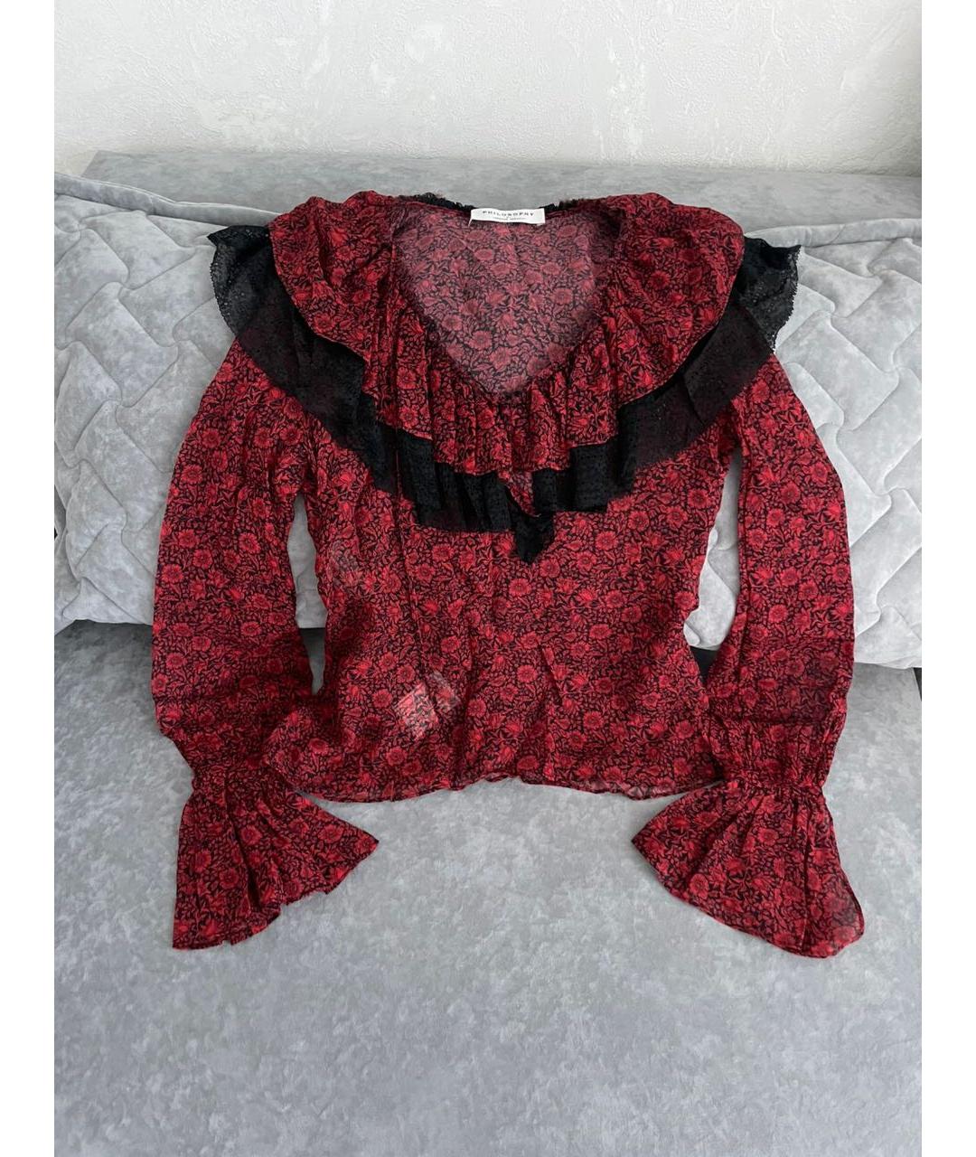 PHILOSOPHY DI LORENZO SERAFINI Красная вискозная блузы, фото 9