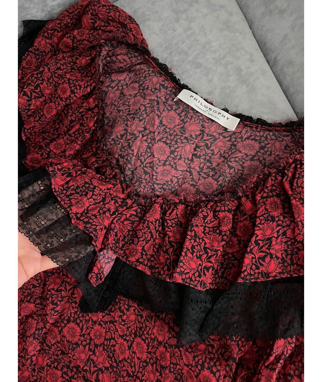 PHILOSOPHY DI LORENZO SERAFINI Красная вискозная блузы, фото 3