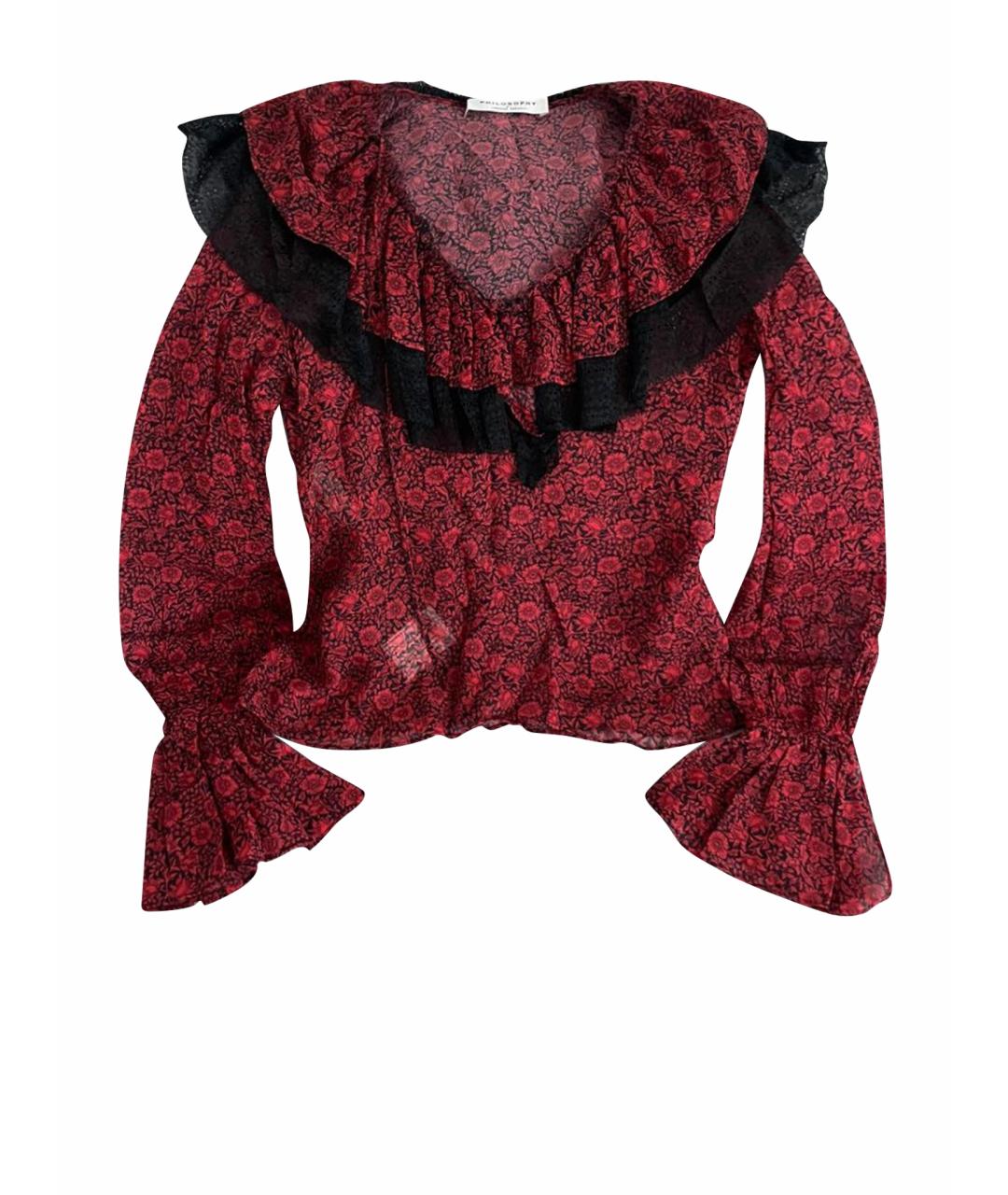 PHILOSOPHY DI LORENZO SERAFINI Красная вискозная блузы, фото 1