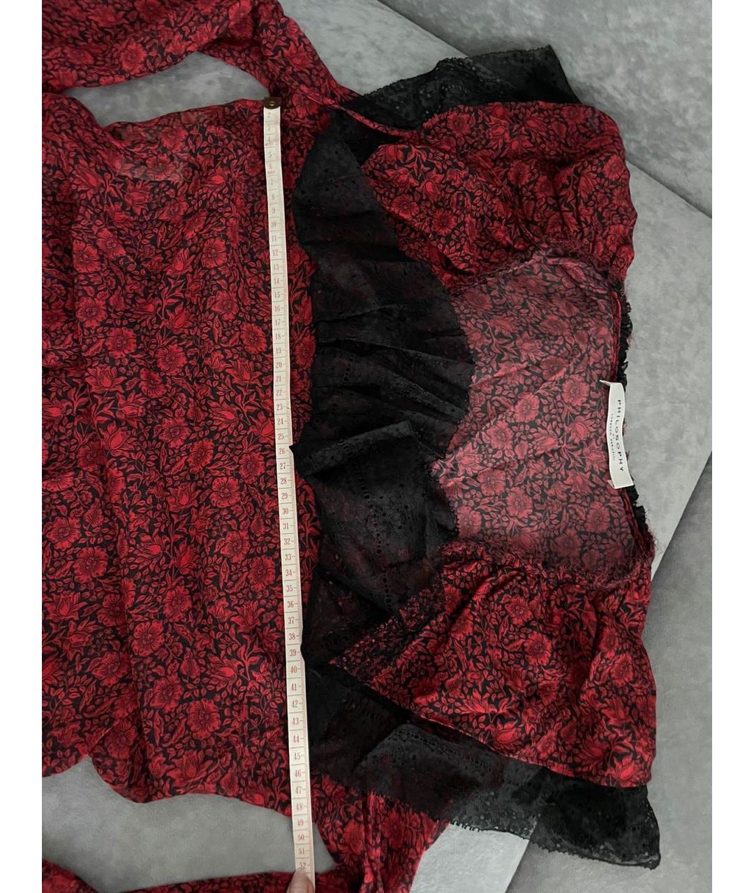 PHILOSOPHY DI LORENZO SERAFINI Красная вискозная блузы, фото 7