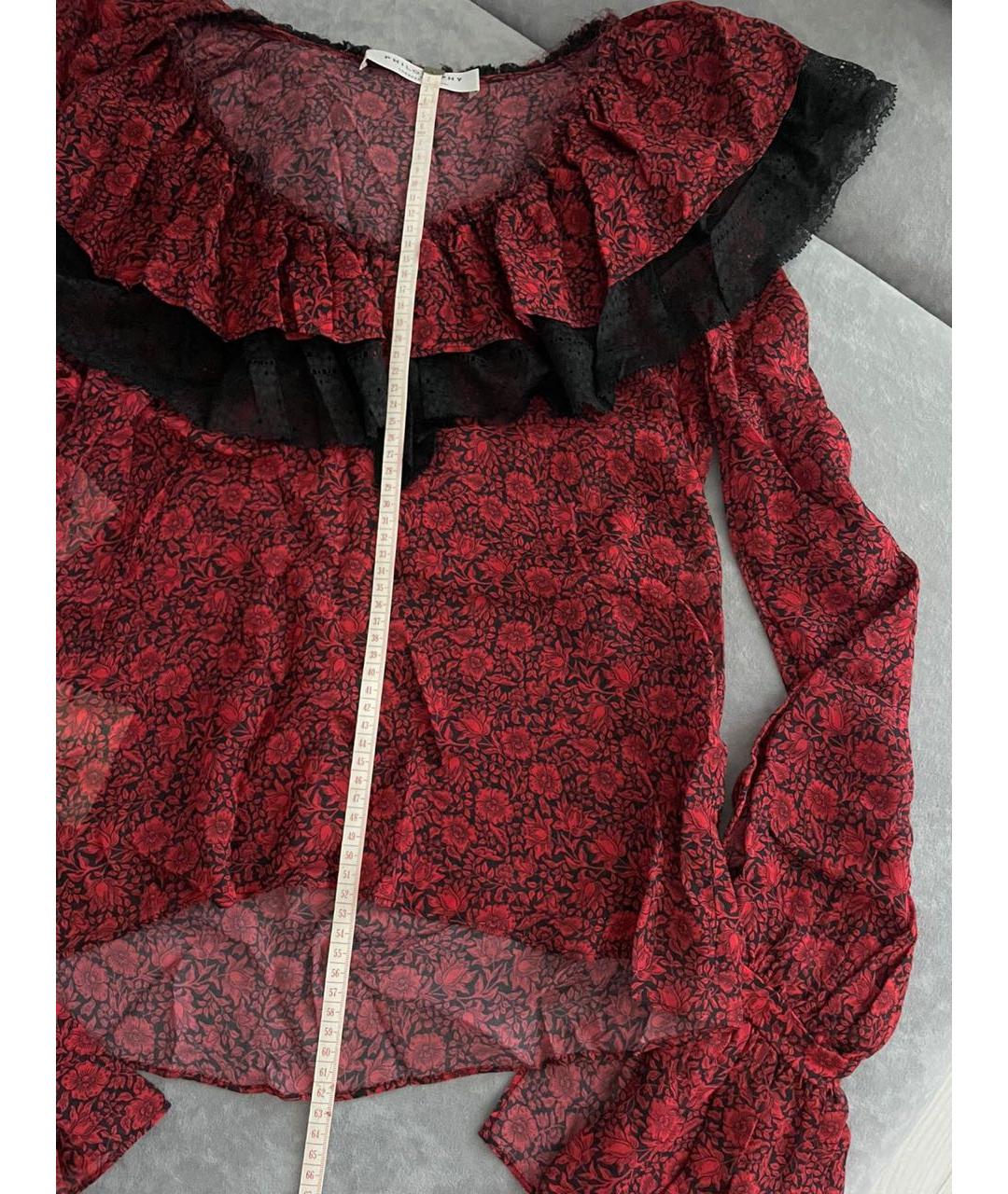 PHILOSOPHY DI LORENZO SERAFINI Красная вискозная блузы, фото 6