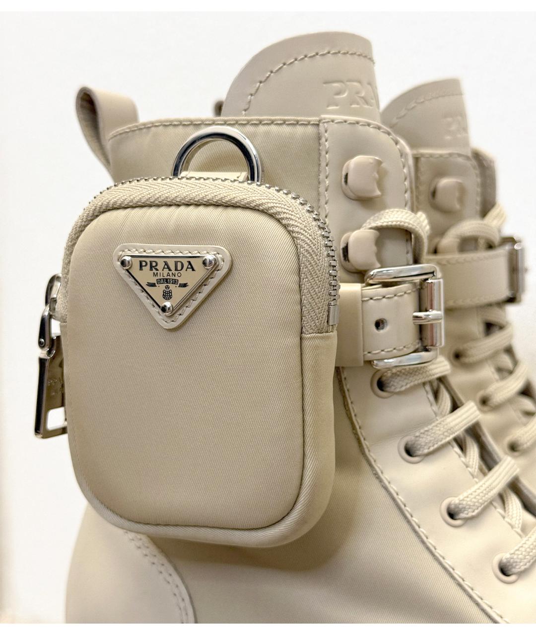 PRADA Бежевые кожаные ботинки, фото 5