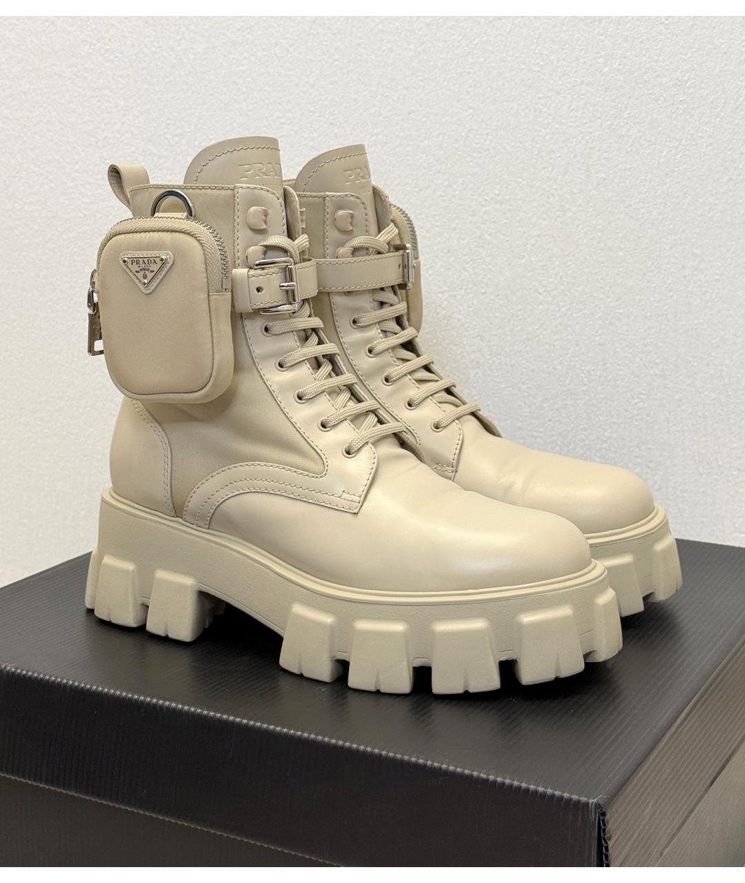 PRADA Бежевые кожаные ботинки, фото 2