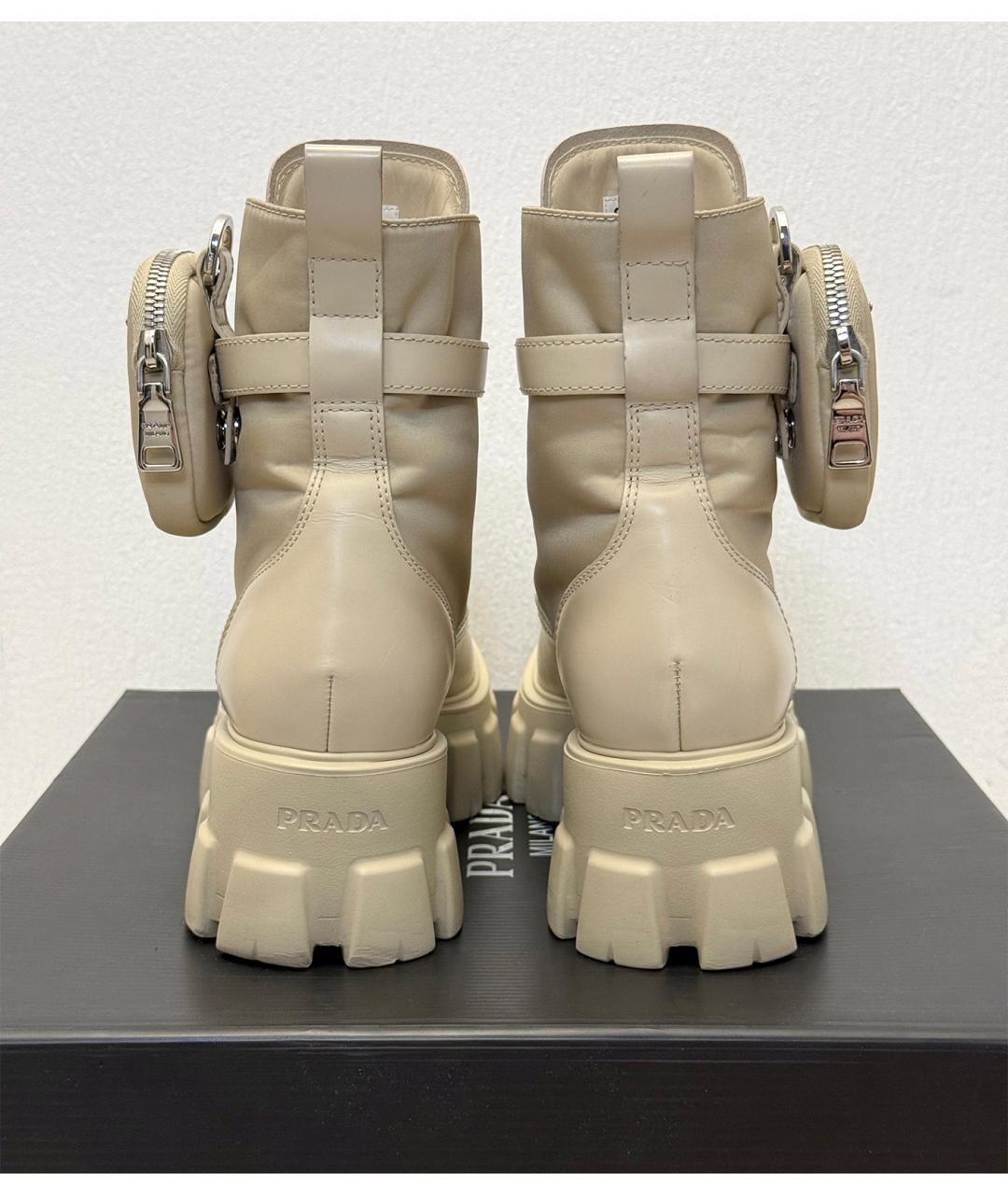 PRADA Бежевые кожаные ботинки, фото 8