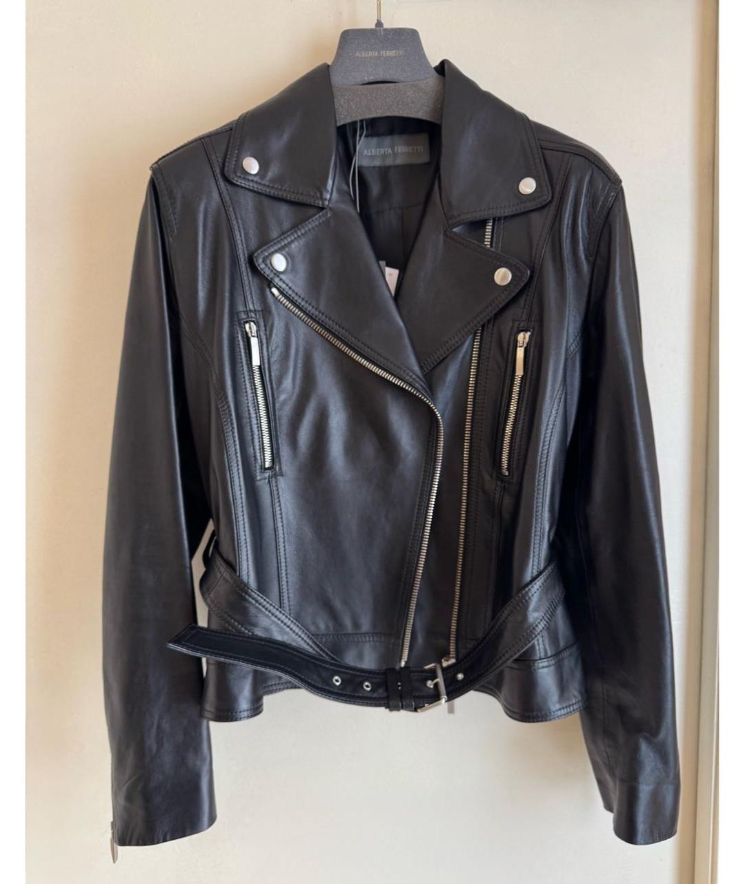 ALBERTA FERRETTI Черная кожаная куртка, фото 5