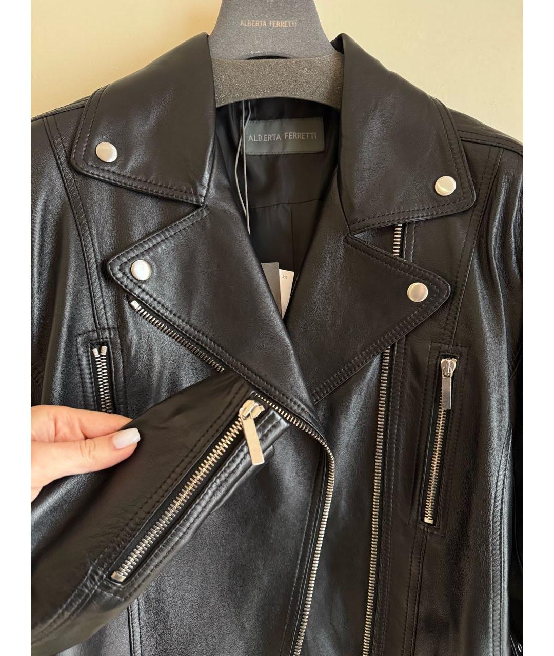 ALBERTA FERRETTI Черная кожаная куртка, фото 6