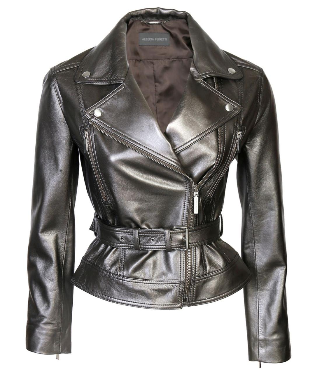 ALBERTA FERRETTI Черная кожаная куртка, фото 1