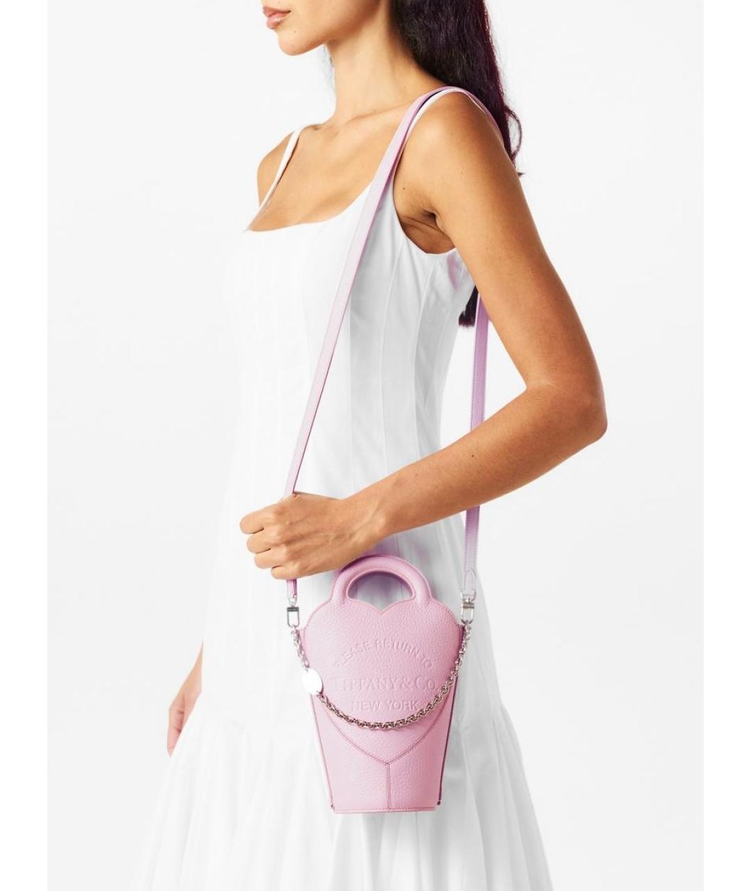 TIFFANY&CO Розовая кожаная сумка с короткими ручками, фото 4